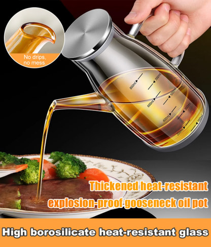 Thickened High Borosilicate Glass Heat Resistant and Explosion Proof Oil Pourer with Spout