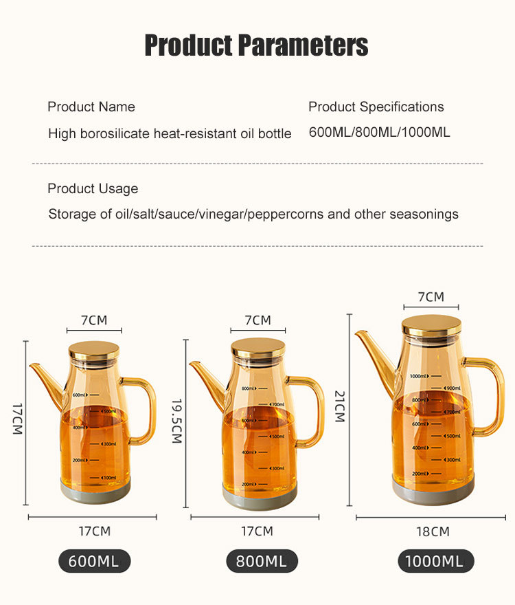 Thickened High Borosilicate Glass Heat Resistant and Explosion Proof Oil Pourer with Spout