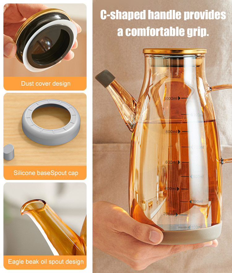 Thickened High Borosilicate Glass Heat Resistant and Explosion Proof Oil Pourer with Spout