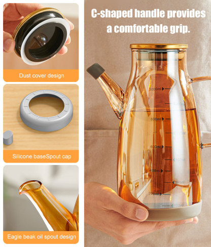 Thickened High Borosilicate Glass Heat Resistant and Explosion Proof Oil Pourer with Spout