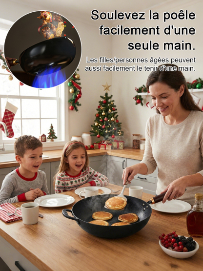 Cocotte artisanal à grains martelés✨ 100 000 coups de martelage artisanal✨ Sans revêtement chimique✨ Sûr et sain, Compatible avec les cuisinières à gaz et à induction✨