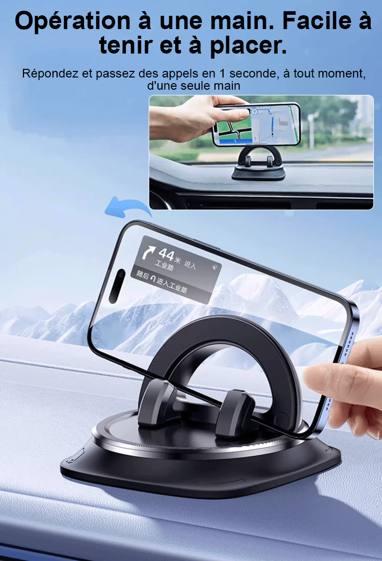Support Smartphone Voiture Nano - Fixation Ultra Stable 360° - Adhésif Lavable Sans Traces 🚗 📱