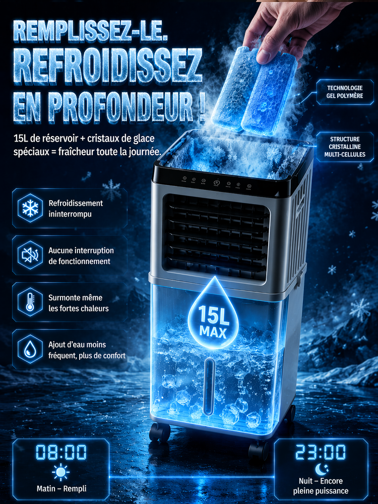 【Baisse de 6°C en 3s】Mini Rafraîchisseur d'Air Portable ❄️ | Sans Tuyau ni Installation | 1 kWh pour 3 Jours 🌬️