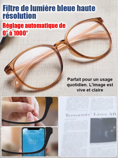 【Sans Ordonnance】Lunettes de Lecture Auto-adaptatives Ultra-légères | Filtre Anti-Lumière Bleue | Ajustement Auto 0,01s (Correction 0 à+10.0D) | 7g Ultra-légères 👓✨