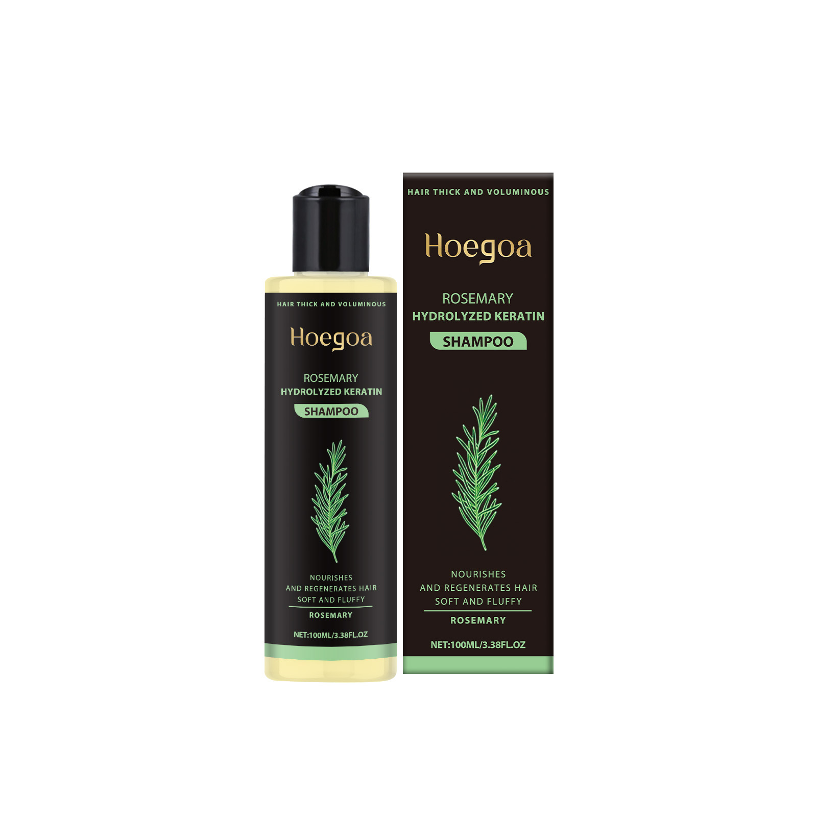 Shampooing Hoegoa Romarin Kératine | Recommandé par Dermatologues | Concentré Repousse 10x | Anti-chute Densifiant |Sans Silicone | Formule Végane 🌿🧴