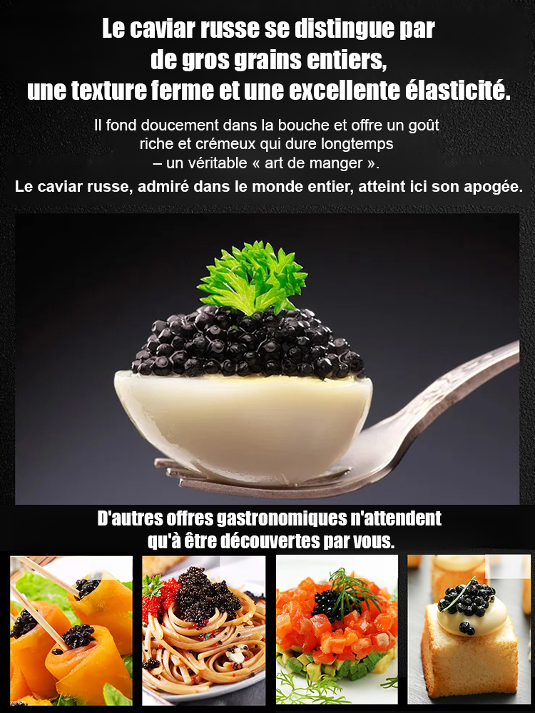 Caviar d'esturgeon noir de la mer Caspienne importé