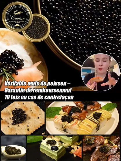 🐟【Potulent et juteux】Caviar d'esturgeon noir de la mer Caspienne importé, riche en DHA, au goût léger et délicat.🌊✨