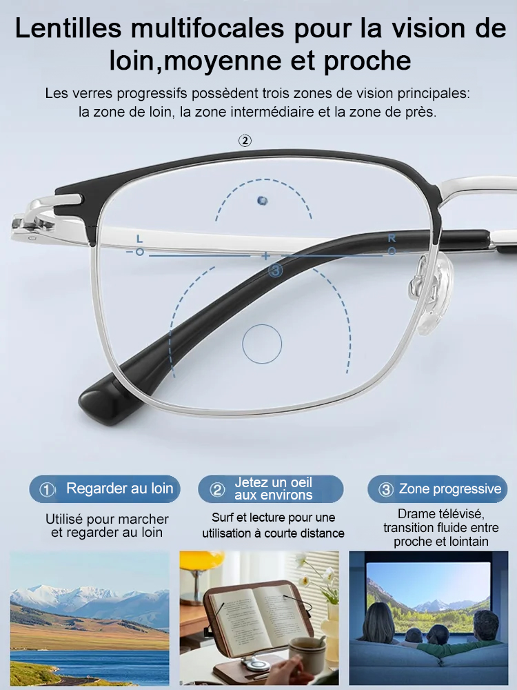 【Sans Ordonnance】Lunettes de Lecture Auto-Ajustables | Correction -10D à +10D | Ajustement en 0,01s | Certifiées CE | Ultra-légères 6g | Anti-lumière Bleue 👓