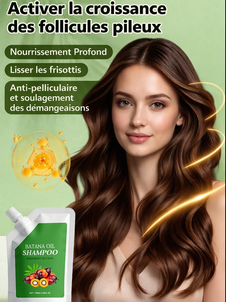 【Top Vente en Pharmacie】Shampooing Repousse Capillaire Huile de Batana 🌿 | Formule Romarin Concentrée 10x | Activateur de Follicules | Recommandé par Dermatologues 🧴