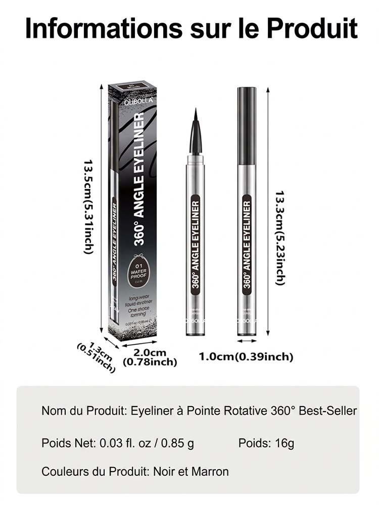 [Secret Pro Hollywood] Eyeliner Rotatif 360° | Tracé Parfait Sans Trembler | Anti-Bavure 24H | Séchage en 1s 👁️✨