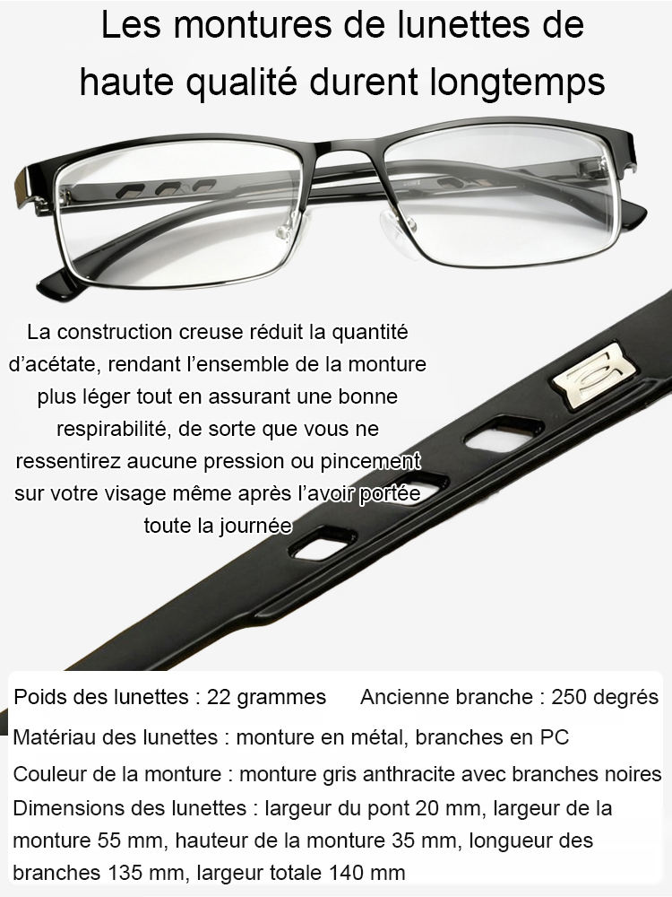 [Sans Ordonnance] Lunettes de Lecture à Zoom Intelligent 👓 | Vision Nette -10.0 à +10.0 | Anti-Lumière Bleue | Photochromiques | Monture Titane 7g ☀️