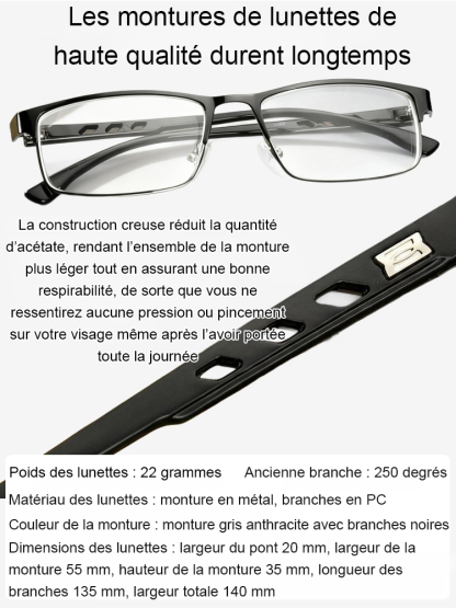 [Sans Ordonnance] Lunettes de Lecture à Zoom Intelligent 👓 | Vision Nette -10.0 à +10.0 | Anti-Lumière Bleue | Photochromiques | Monture Titane 7g ☀️