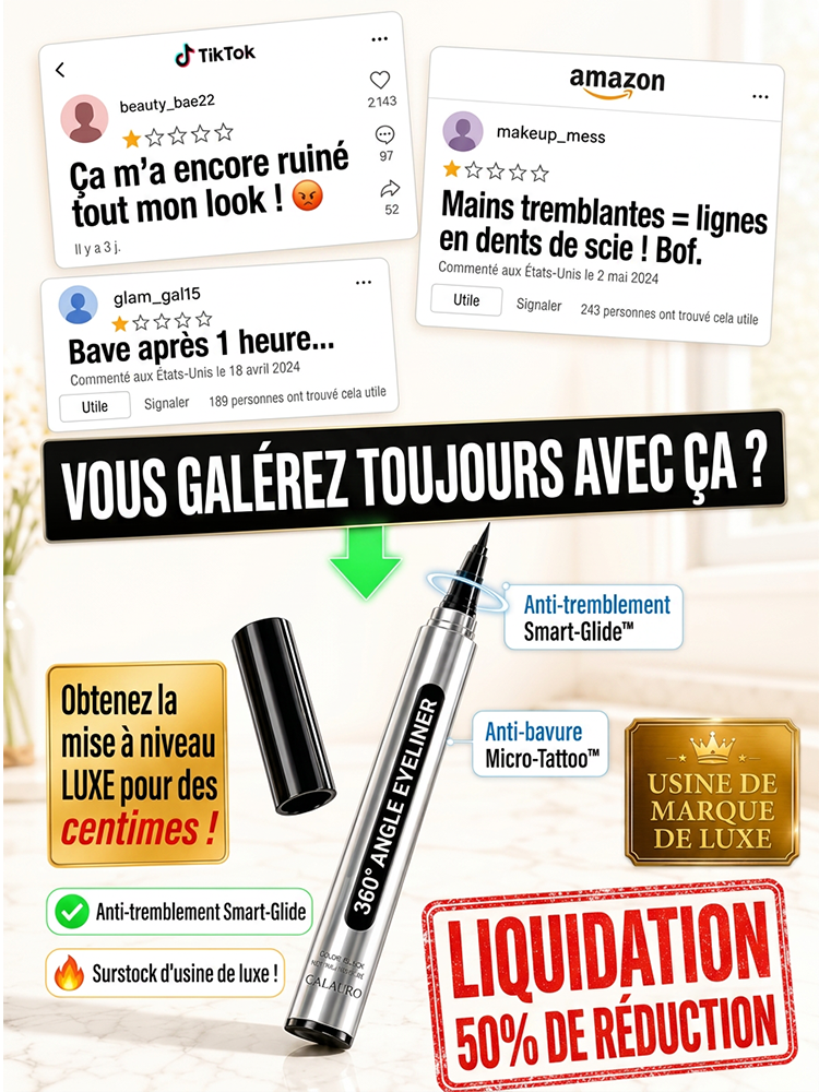 [Secret Pro Hollywood] Eyeliner Rotatif 360° | Tracé Parfait Sans Trembler | Anti-Bavure 24H | Séchage en 1s 👁️✨