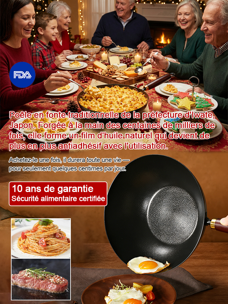 Cocotte artisanal à grains martelés✨ 100 000 coups de martelage artisanal✨ Sans revêtement chimique✨ Sûr et sain, Compatible avec les cuisinières à gaz et à induction✨