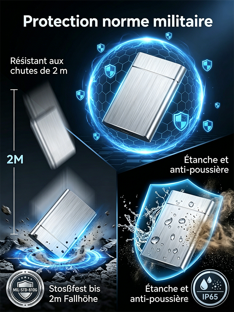 [Garantie 10 Ans] SSD Externe Portable Pro 32To | Vitesse 3050 Mo/s 🚀 | IP54 Résistant Eau et Chocs | Compatible Tous Appareils | Données 100% Protégées 🛡️