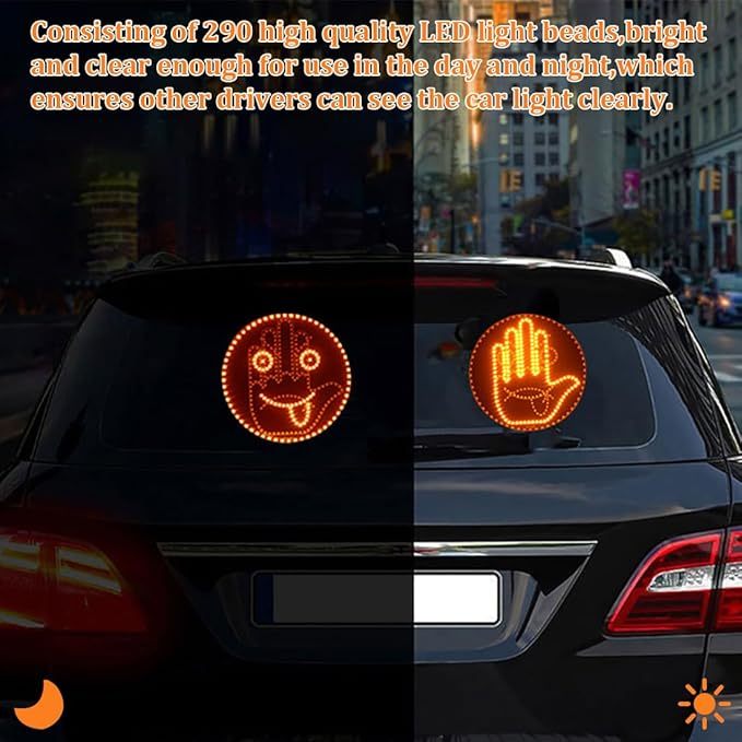 Lumière de Doigt de Voiture et lumière de Signe d'expression,Lumière de Geste pour Voiture pour s'exprimer,2 en 1, lumière d'expression pour Voiture, lumière de Geste pour Voiture