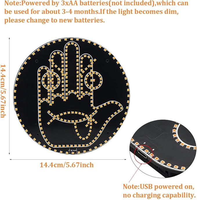 Lumière de Doigt de Voiture et lumière de Signe d'expression,Lumière de Geste pour Voiture pour s'exprimer,2 en 1, lumière d'expression pour Voiture, lumière de Geste pour Voiture