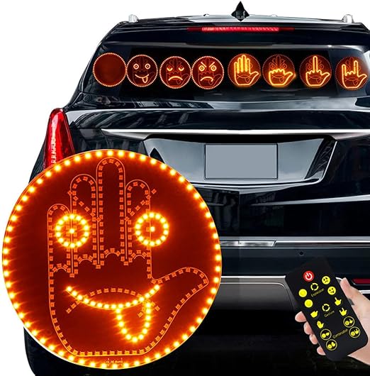 Lumière de Doigt de Voiture et lumière de Signe d'expression,Lumière de Geste pour Voiture pour s'exprimer,2 en 1, lumière d'expression pour Voiture, lumière de Geste pour Voiture