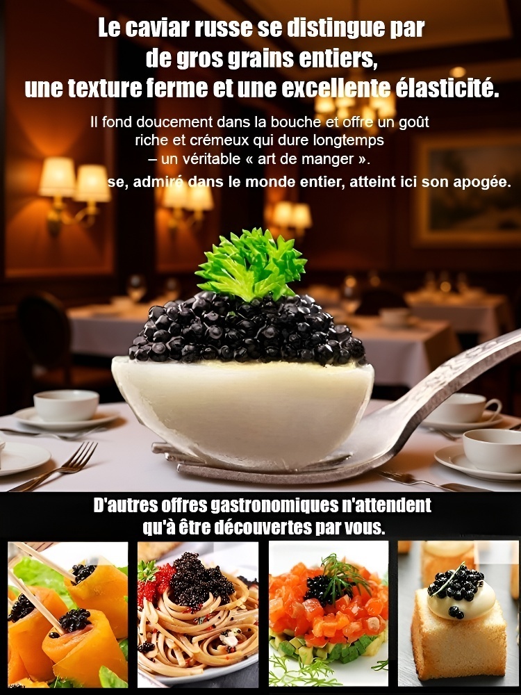 🐟【Potulent et juteux】Caviar d'esturgeon noir de la mer Caspienne importé, riche en DHA, au goût léger et délicat.🌊✨