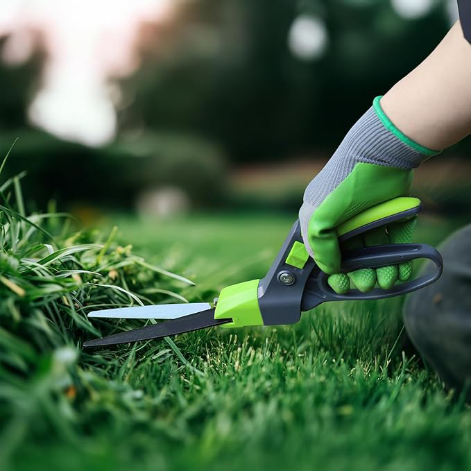 Cisaille à Gazon Rotative 360°, Cisaille Orientable avec Verrou de Sécurité, Poignée Ergonomique, Outil de Jardinage pour Pelouse, Plantes, Bonsaïs et Bordures