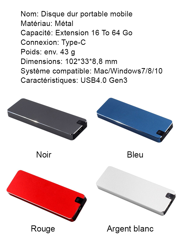 USB4.0 Gen3 – SSD portable haute vitesse✨Transfert de données stable✨rapide et entièrement sans perte✨