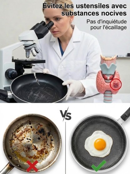 Poêle Inox Hybride 28/30cm | Structure Nid d'Abeille Saine | Manche Isolant Bakélite | Couvercle Inclus 🍳🥘