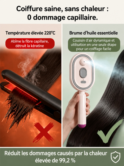 Brosse à cheveux sans rinçage aux huiles essentielles pour atténuer les rougeurs ✅ Brosse à spray | Anti-frisottis | Massage du cuir chevelu ⭐