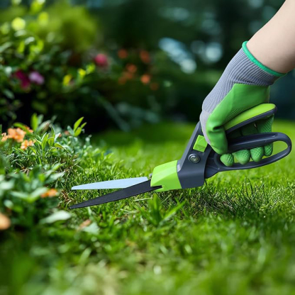 Cisaille à Gazon Rotative 360°, Cisaille Orientable avec Verrou de Sécurité, Poignée Ergonomique, Outil de Jardinage pour Pelouse, Plantes, Bonsaïs et Bordures