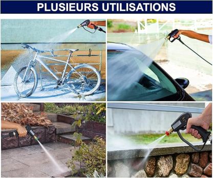 Pistolet de Lavage Haute Pression avec 6 buses 1/4"- Pistolet de Nettoyage 4000 PSI pour Voiture - Interface M22(14mm), Adaptateur compatible Karcher K1-K7, 2 filtres eau et guide inclus