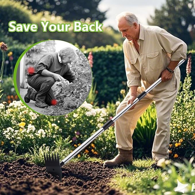 Outil d'arrache-mauvaises herbes avec long manche, outil de désherbage, outil de jardinage, outil de jardinage pour déraciner, désherbeur manuel pour parterre de fleurs, cour