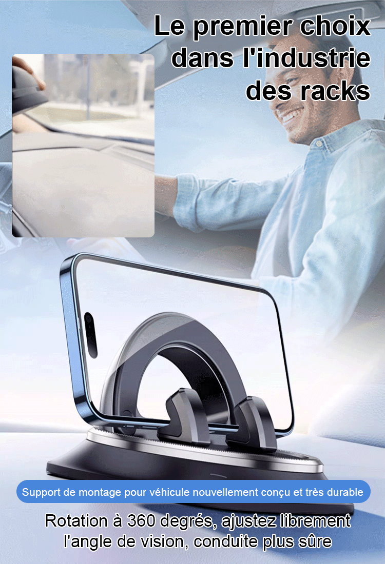Support Smartphone Voiture Nano - Fixation Ultra Stable 360° - Adhésif Lavable Sans Traces 🚗 📱