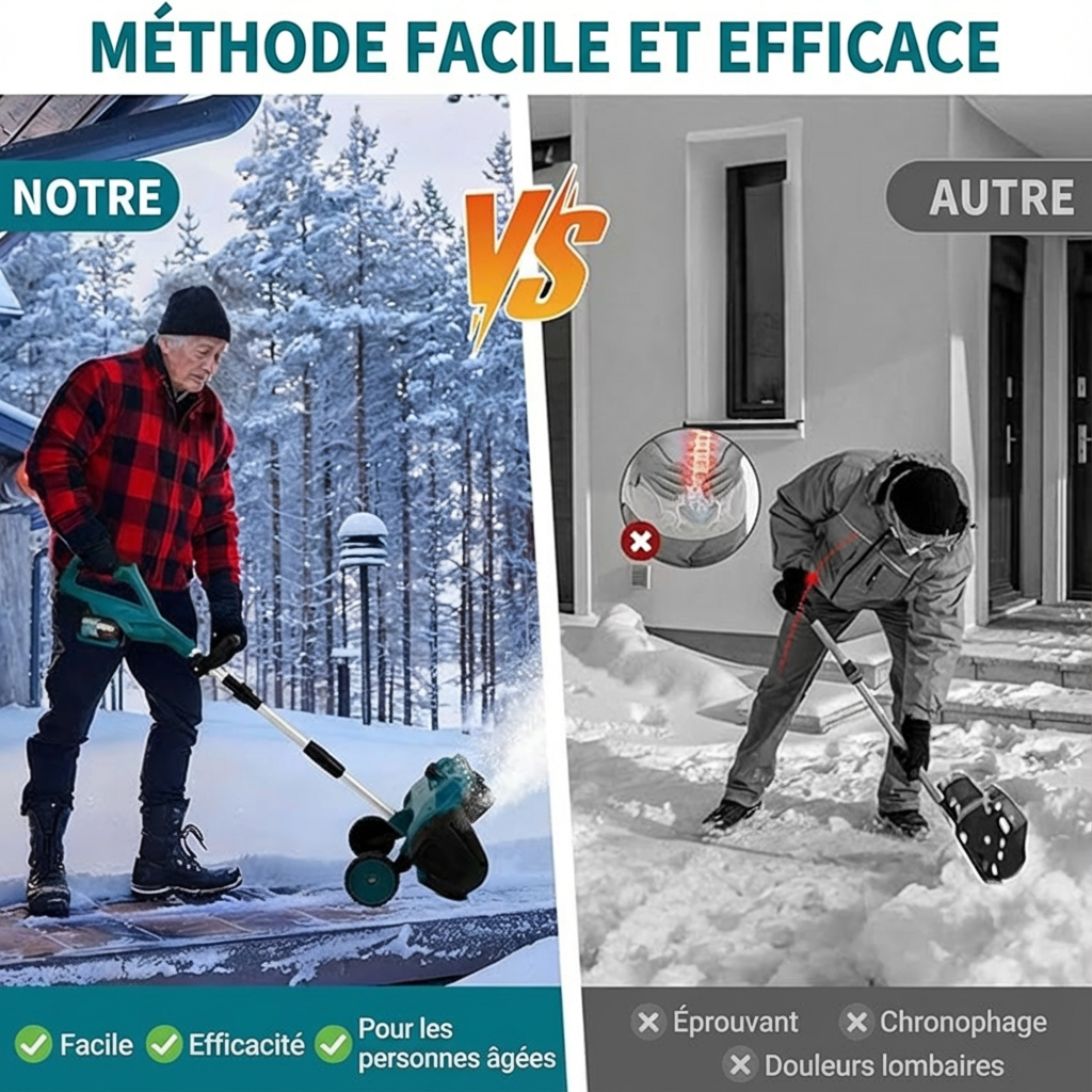 [Certifié CE] Pelle à Neige Électrique Ultra-Légère | Tout Déneiger en3 min | Sans se Baisser (Zéro Mal de Dos) | 12h d'Autonomie | Silencieux ❄️🔋