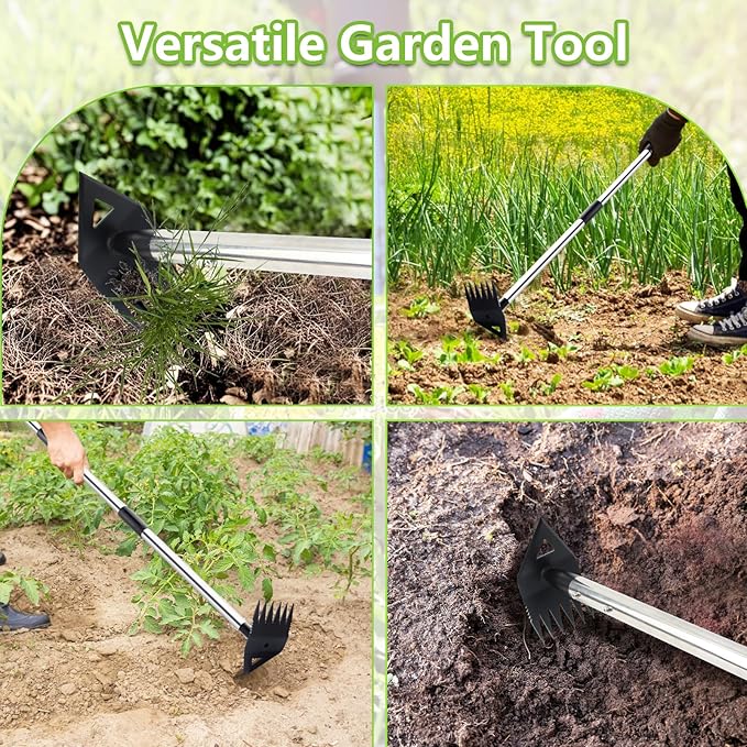 Outil d'arrache-mauvaises herbes avec long manche, outil de désherbage, outil de jardinage, outil de jardinage pour déraciner, désherbeur manuel pour parterre de fleurs, cour