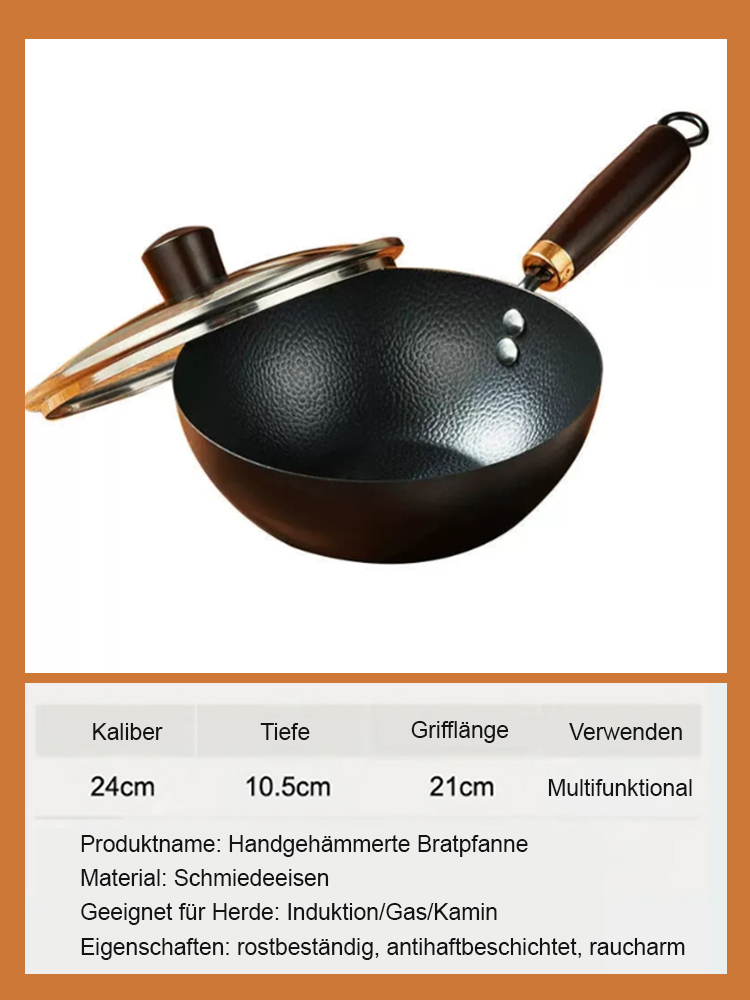 Cocotte artisanal à grains martelés✨ 100 000 coups de martelage artisanal✨ Sans revêtement chimique✨ Sûr et sain, Compatible avec les cuisinières à gaz et à induction✨