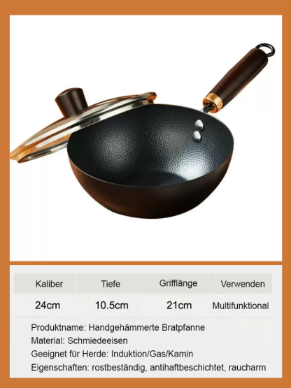 Cocotte artisanal à grains martelés✨ 100 000 coups de martelage artisanal✨ Sans revêtement chimique✨ Sûr et sain, Compatible avec les cuisinières à gaz et à induction✨