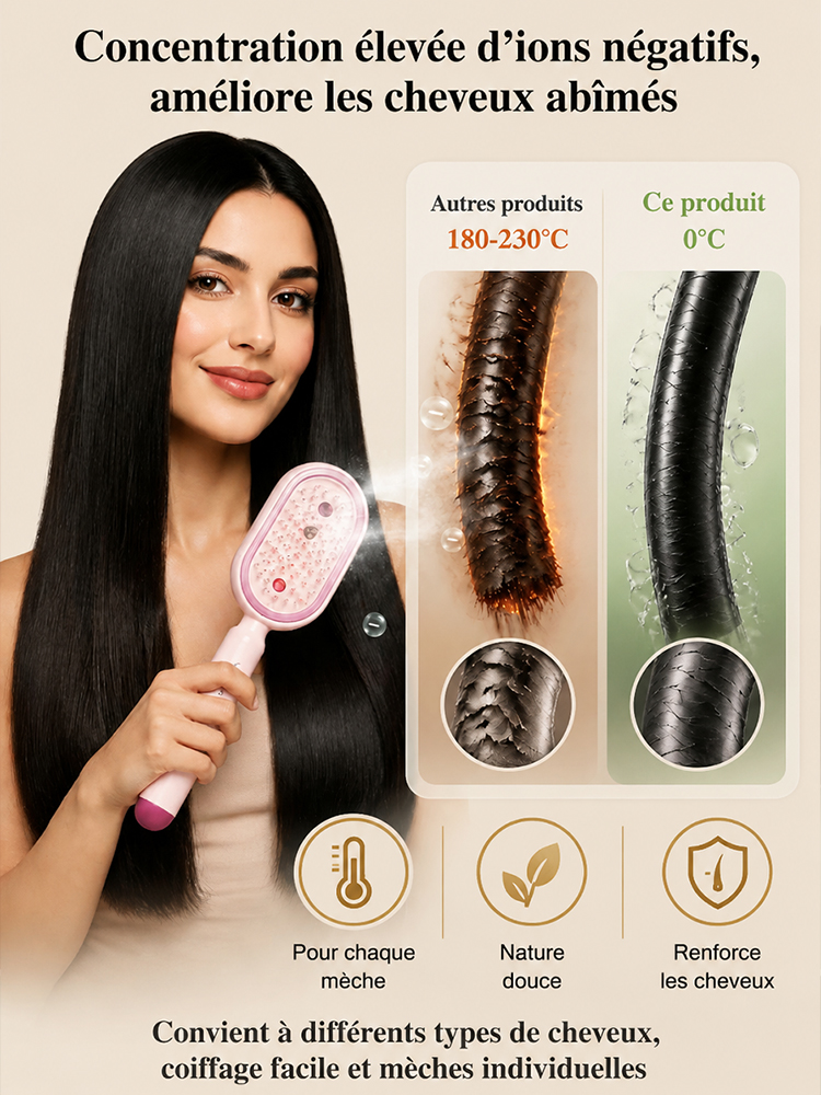 Brosse à cheveux sans rinçage aux huiles essentielles pour atténuer les rougeurs ✅ Brosse à spray | Anti-frisottis | Massage du cuir chevelu ⭐