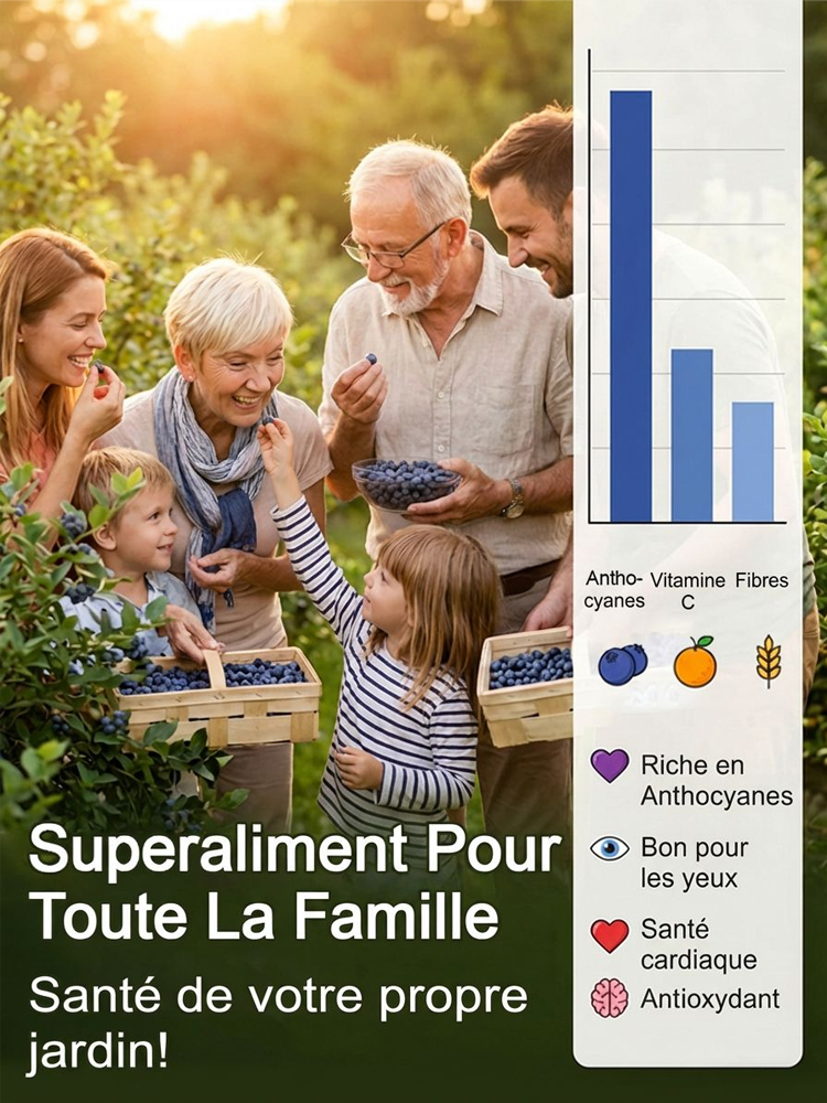 Pas de Fruits,100% Remboursé | Myrtillier Bio 🫐 | Plant 2 Ans en Motte |Récolte Dès Juin | Facile et Rustique | Rendement 10kg | Soin des Yeux🌿