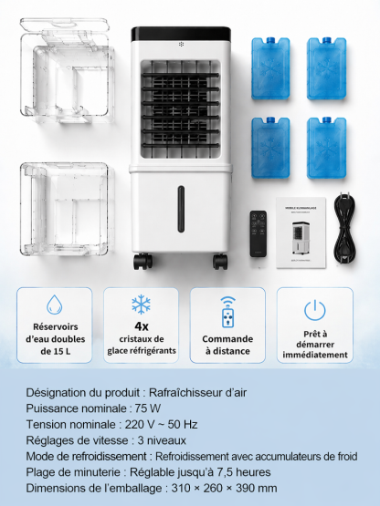 【Baisse de 6°C en 3s】Mini Rafraîchisseur d'Air Portable ❄️ | Sans Tuyau ni Installation | 1 kWh pour 3 Jours 🌬️