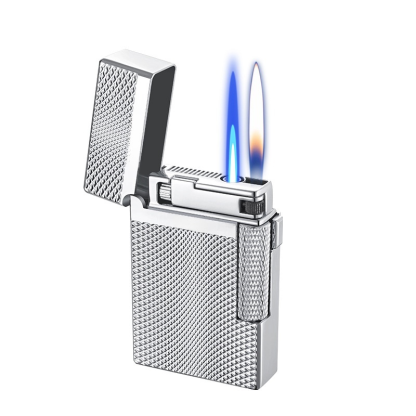 Briquet haut de gamme à cigares à double flamme Doupeng à motif diamant