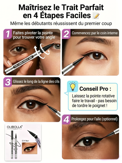 [Secret Pro Hollywood] Eyeliner Rotatif 360° | Tracé Parfait Sans Trembler | Anti-Bavure 24H | Séchage en 1s 👁️✨