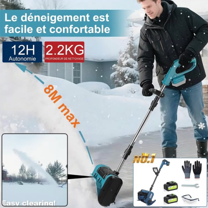 [Certifié CE] Pelle à Neige Électrique Ultra-Légère | Tout Déneiger en3 min | Sans se Baisser (Zéro Mal de Dos) | 12h d'Autonomie | Silencieux ❄️🔋