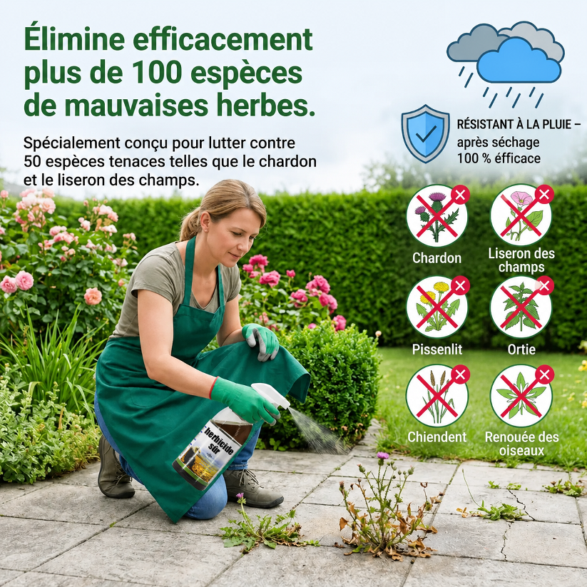 [Recommandé par les Experts Agricoles] Désherbant Puissant | Sans Glyphosate | Action en 3H | 5 Ans Sans Repousse 🌱💧