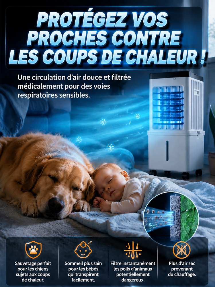 【Baisse de 6°C en 3s】Mini Rafraîchisseur d'Air Portable ❄️ | Sans Tuyau ni Installation | 1 kWh pour 3 Jours 🌬️