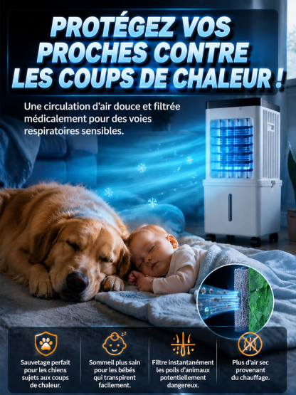 【Baisse de 6°C en 3s】Mini Rafraîchisseur d'Air Portable ❄️ | Sans Tuyau ni Installation | 1 kWh pour 3 Jours 🌬️