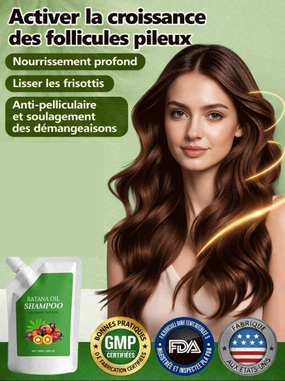 【Top Vente en Pharmacie】Shampooing Repousse Capillaire Huile de Batana 🌿 | Formule Romarin Concentrée 10x | Activateur de Follicules | Recommandé par Dermatologues 🧴