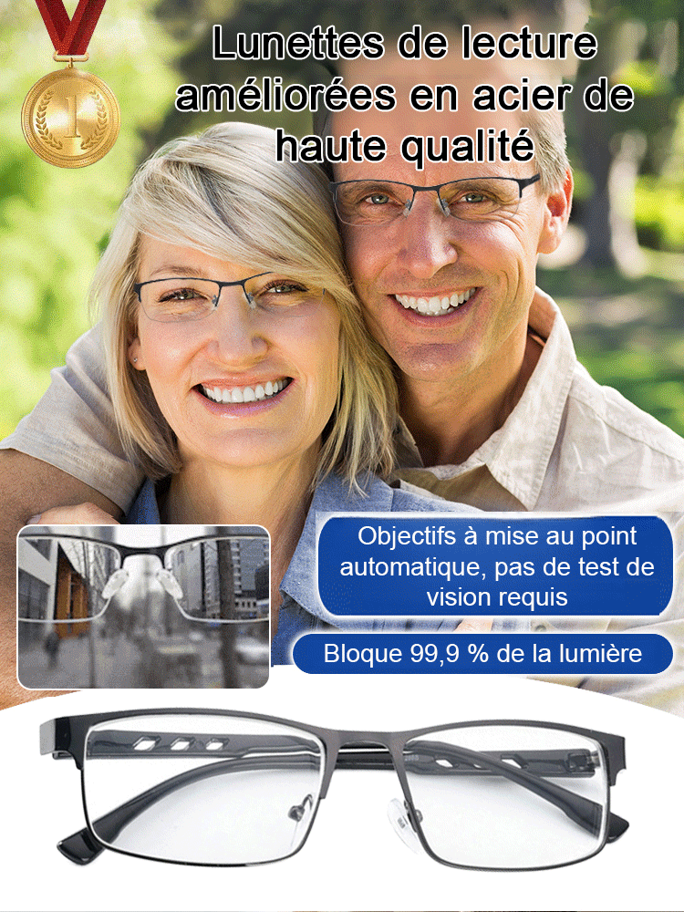 [Sans Ordonnance] Lunettes de Lecture à Zoom Intelligent 👓 | Vision Nette -10.0 à +10.0 | Anti-Lumière Bleue | Photochromiques | Monture Titane 7g ☀️