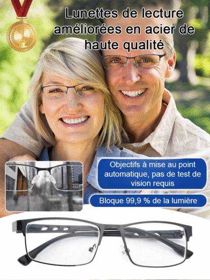 [Sans Ordonnance] Lunettes de Lecture à Zoom Intelligent 👓 | Vision Nette -10.0 à +10.0 | Anti-Lumière Bleue | Photochromiques | Monture Titane 7g ☀️