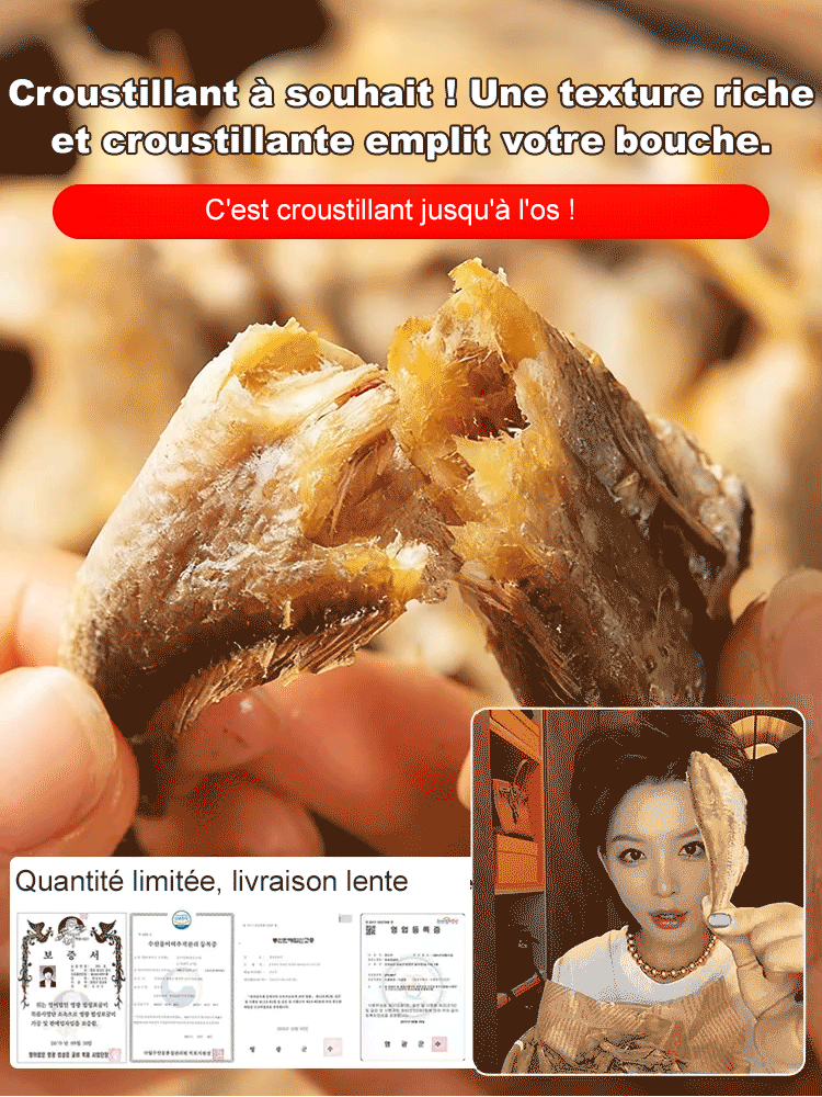 【60 pièces/paquet🎁Un acheté, un offert】Poisson séché croustillant prêt à consommer 🔥 Cuisson sans huile, faible en matières grasses et en calories