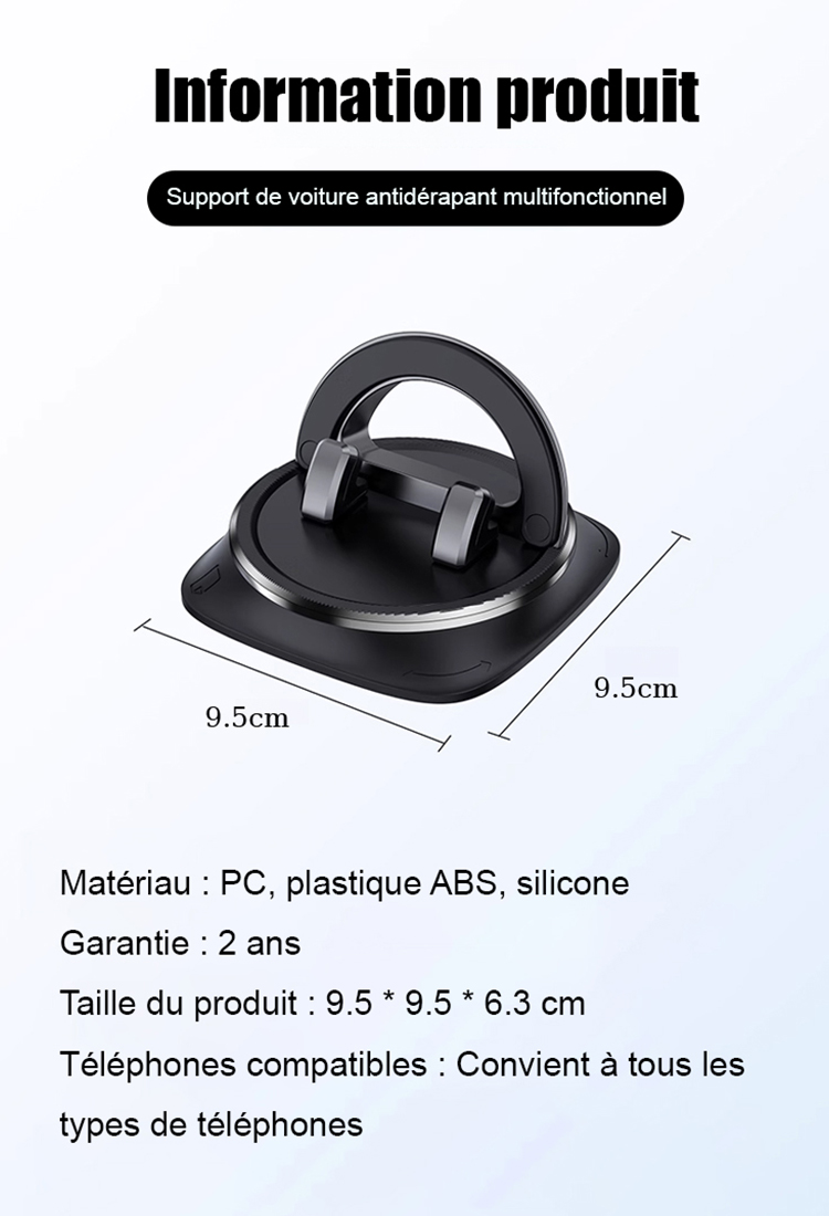 Support Smartphone Voiture Nano - Fixation Ultra Stable 360° - Adhésif Lavable Sans Traces 🚗 📱