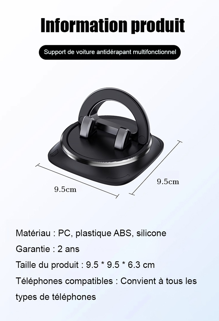 Support Smartphone Voiture Nano - Fixation Ultra Stable 360° - Adhésif Lavable Sans Traces 🚗 📱